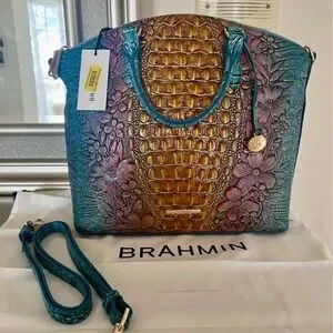 Brahmin | Bags | Brahmin Blue And Gold Shoulder Bag With  display picture 1